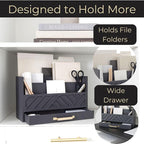 BLU MONACO | Grey Wooden Desk Organizer - Image 4