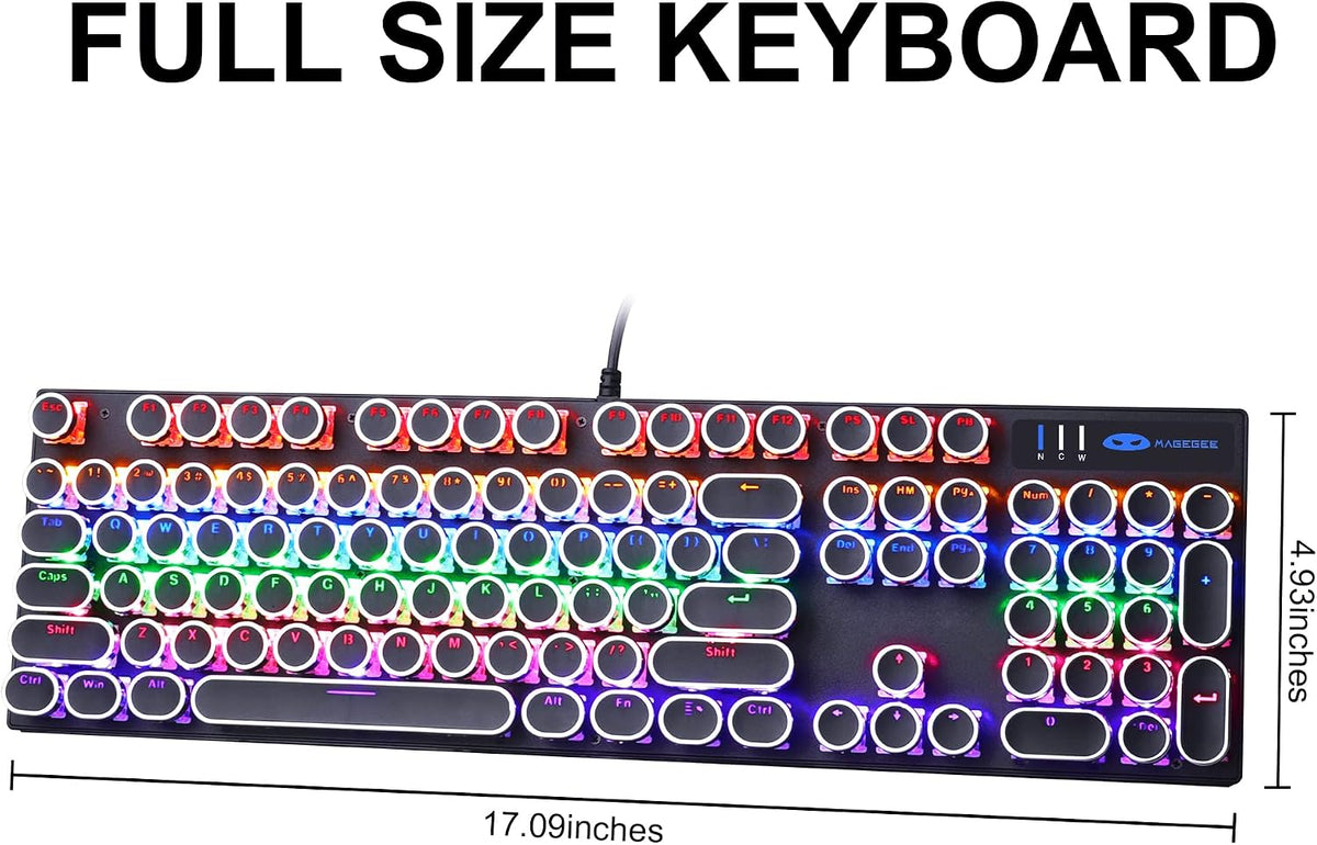 Camiysn Typewriter Style Mechanical Gaming Keyboard, Black Retro Punk Gaming ...