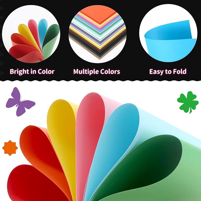 300 Sheets Colored Cardstock 8.5 "x 11", 65LB 180GSM Craft Bulk Construction - Image 2