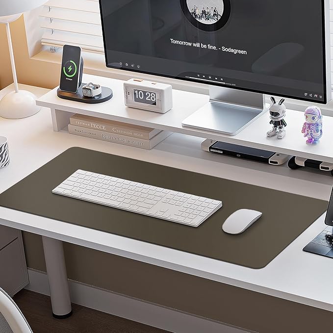 Boutilon Leather Desk Pad Protector, Non-Slip Mouse Pad, Laptop Desk Pad - Image 6