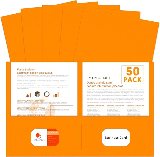 Two Pocket Folders, PANDRI 50 Pack 2 Pocket Folders, Letter Size Paper File by PANDRI