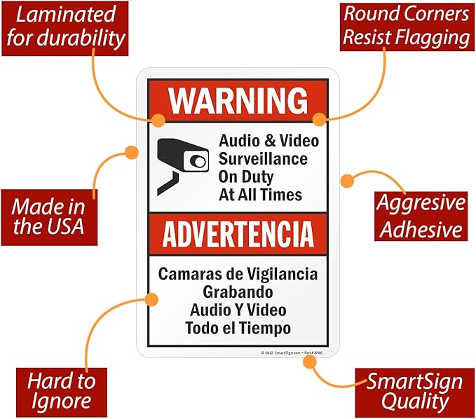 SmartSign 10 x 7 inch “Warning - Image 4