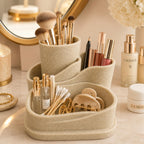 aesthetic desk organizer, cute pencil holder, boho office on a desk or shelf