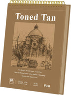 Fuxi Toned Tan Sketchbook 11x14 Inch, 60 Sheets, Spiral Bound by SketchBook