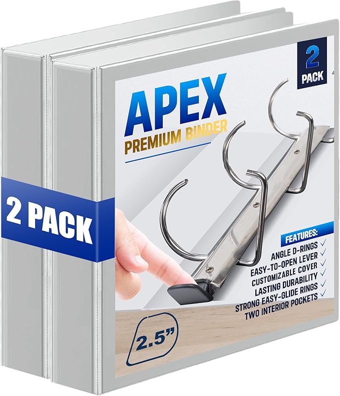2 Pack of 2.5” Smooth Opening Angle D-Ring View Binders, Professional by Unknown
