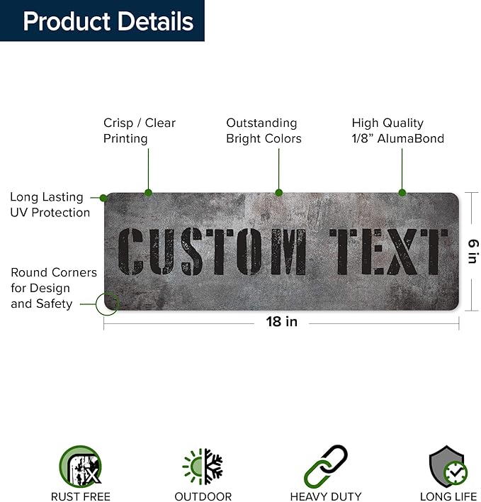 Custom Sign, Custom Street Sign, 11 Font Colors, 13 Font Styles, 4 Hole Options - Image 6