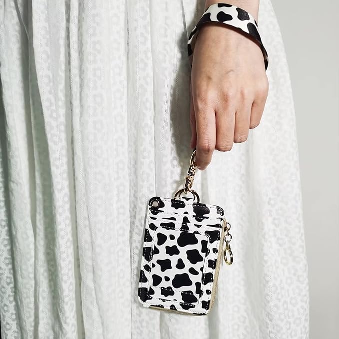 Cow Print Badge Holder, Leather Id Badge Holders - Image 3