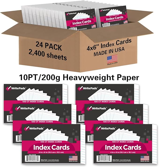 KAISA Lined Index Card 4"x6" Index Cards Flashcards, Heavy Weight Paper Made in - Image 3