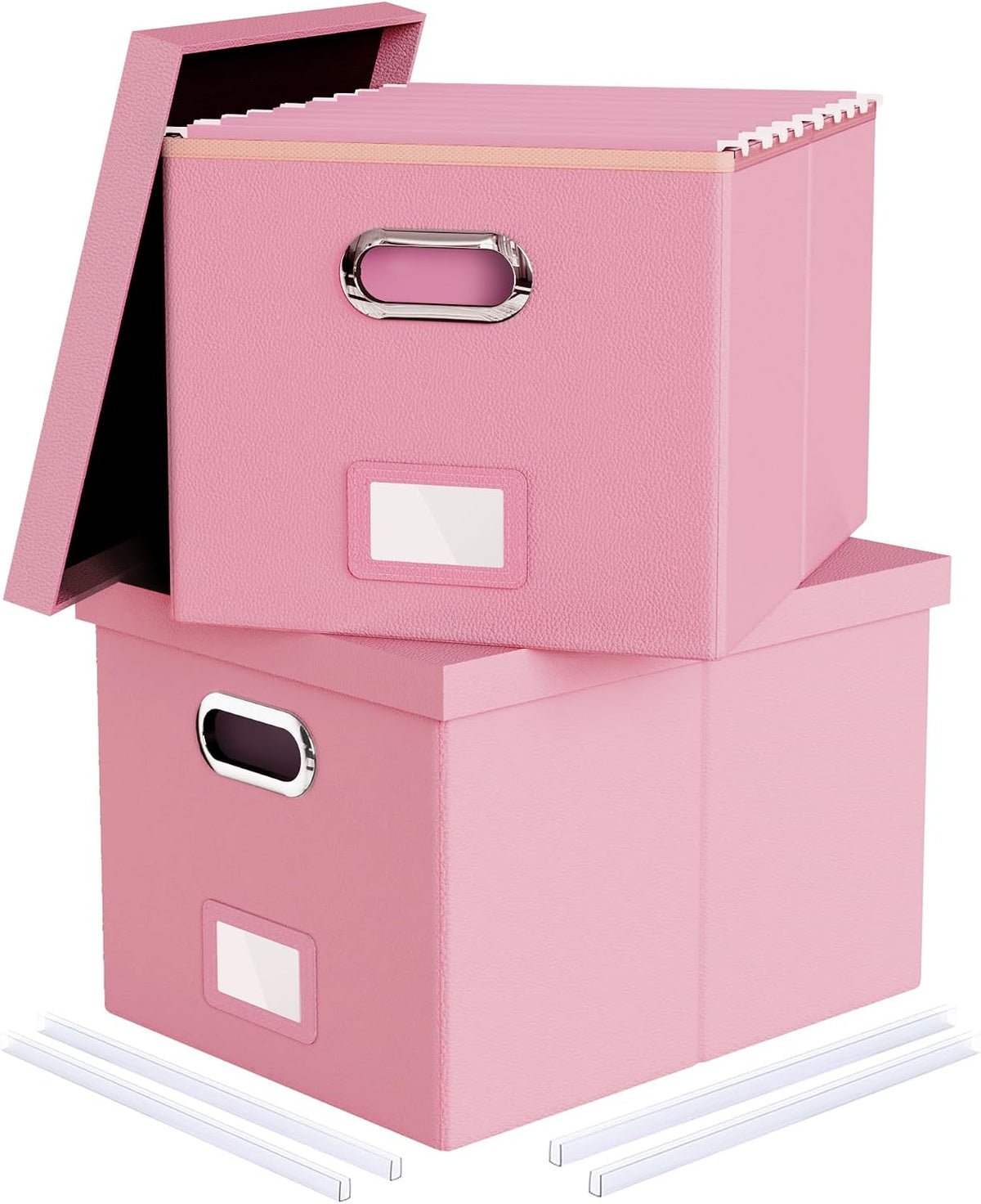2 Pack Pink Leather File Storage Organizer