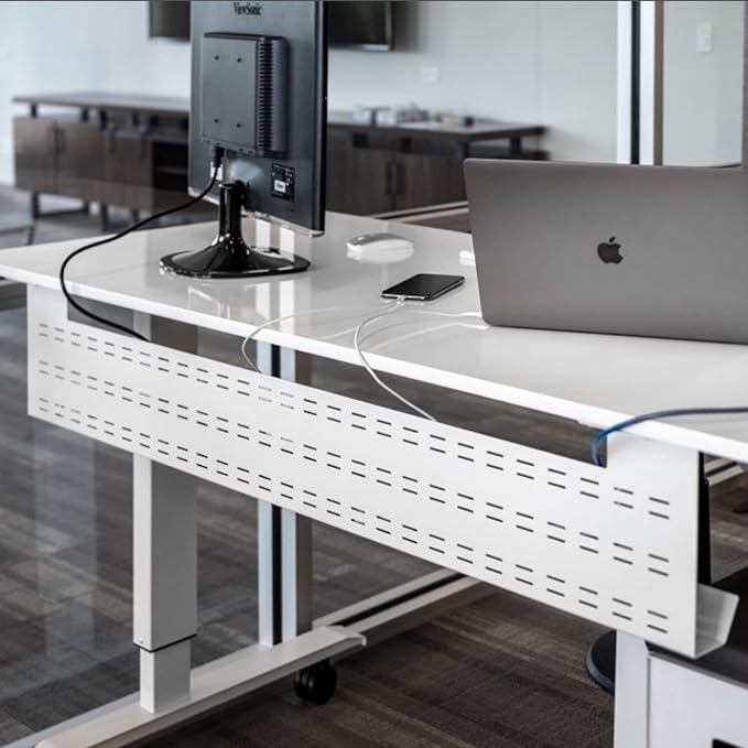 Stand Up Desk Store Under Desk Cable Management Tray Black Horizontal Computer - Image 2