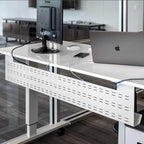 Stand Up Desk Store Under Desk Cable Management Tray Black Horizontal Computer - Image 2