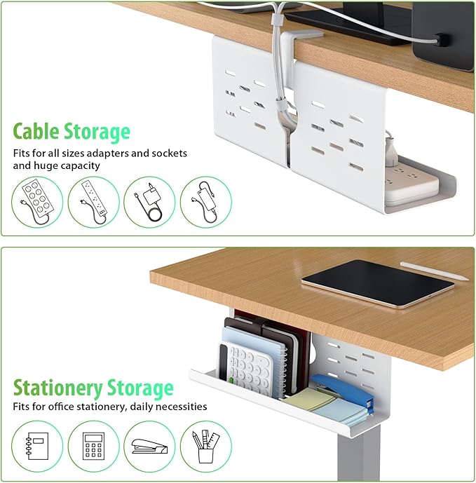 KEEGH 16" Under Desk Cable Management Tray, 2 Pack Desk Cord Organizer Upgrade - Image 4