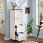 vabches vertical farmhouse locking rolling file cabinet, office, front angle view