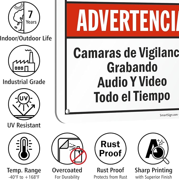 SmartSign 2-Pack 'Warning Audio And Video Surveillance On Duty At All Times' - Image 8