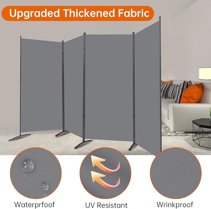Room Divider 6FT Folding Privacy Screens, 4 Panel Partition Room Dividers - Image 2