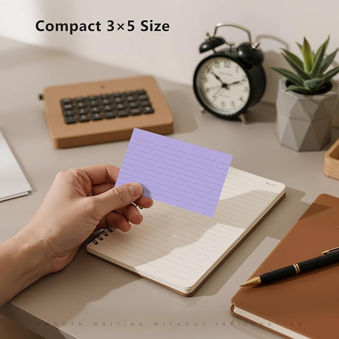 250 Count Index Cards 3 x 5 Inch, Heavyweight Purple Lined Note Cards Portable - Image 4