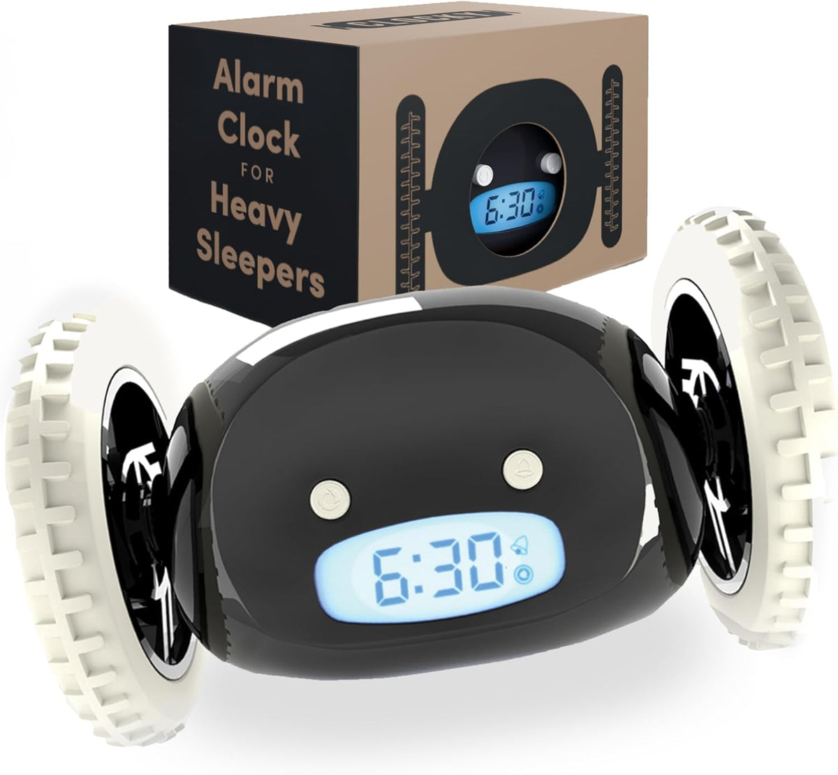 clocky runaway digital loud rolling alarm clock for, main product view