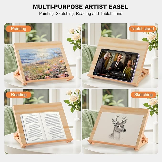 Tabletop Easel for Painting, 13.8"x11.4" Adjustable Portable Art Easel Includes - Image 9