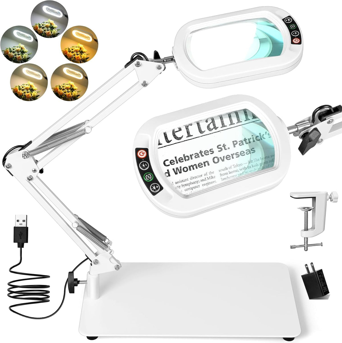 Drdefi 12X Square Magnifying Glass with Light and Stand, Real Glass LED Light...