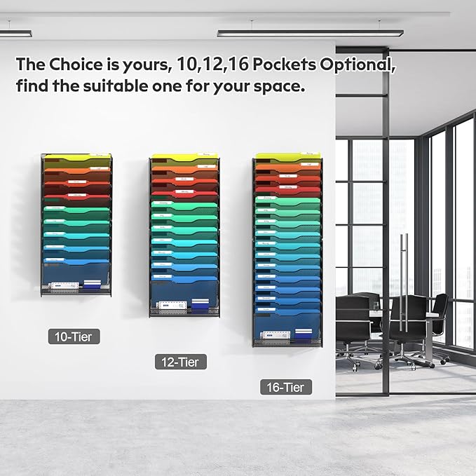samstar 16 Tier Wall File Organizer Hanging Wall File Holder Wall Mount Paper - Image 6