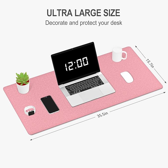 Auhoahsil Felt Desk Mat, Minimalist Large Mouse Pad XXL 35.5 x 15.7 in - Image 2