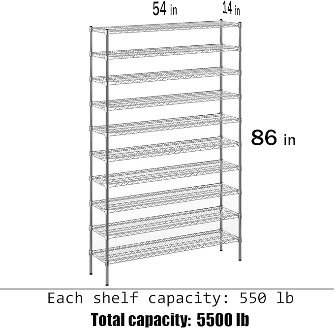 Regal Altair 14" Deep x 54" Wide x 86" Height x Wire Shelving Kit | 10-Tier | - Image 3