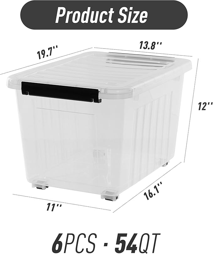 Citylife 54 QT Clear Plastic Storage Bins - Image 2