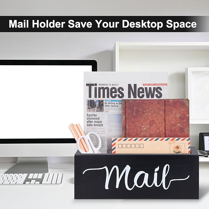 Lucundm Desk Mail Organizer, Mail Organizer Countertop, Wood Desk Mail Storage - Image 5