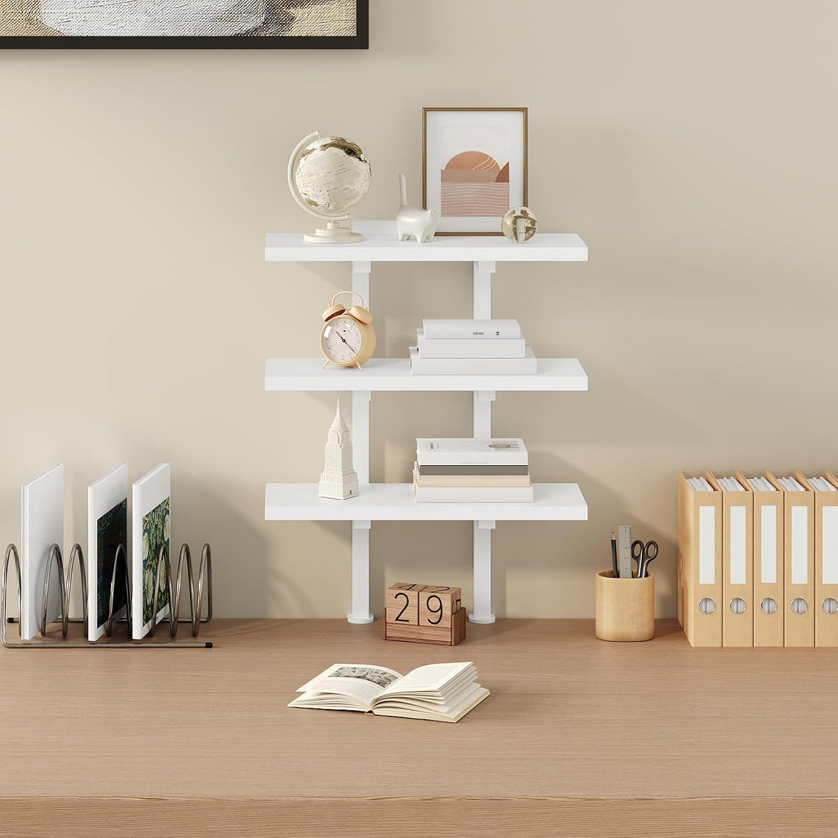 MAHANCRIS Clamp On Desk Organizer, 3-Tier Desktop Bookshelf, Adjustable Desk ...