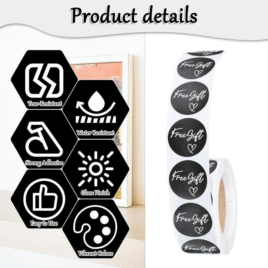500 Pcs Small Business Sticker Roll Customer Appreciation Stickers Round Self Adhesive Labels Tags (Black)