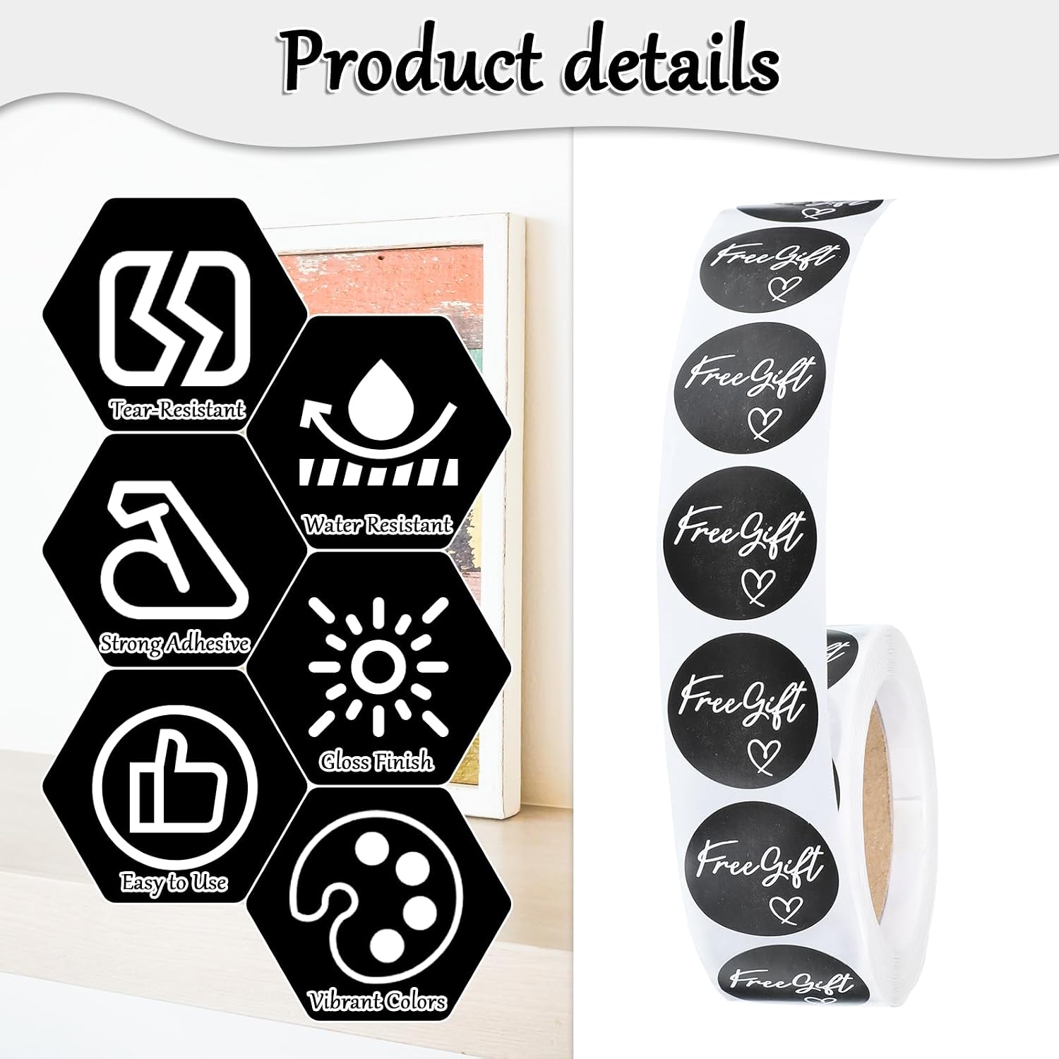 500 Pcs Small Business Sticker Roll Customer Appreciation Stickers Round Self Adhesive Labels Tags (Black)