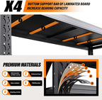 59"w garage shelving heavy duty metal storage shelves, side view