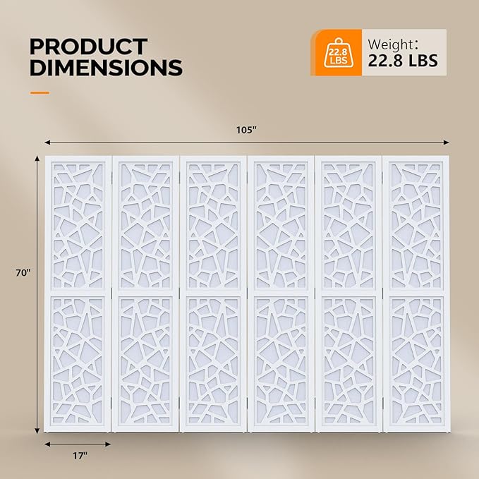 VINGLI 70'' H Room Divider, Non-Woven Fabric Privacy Screen, Indoor Partition - Image 3