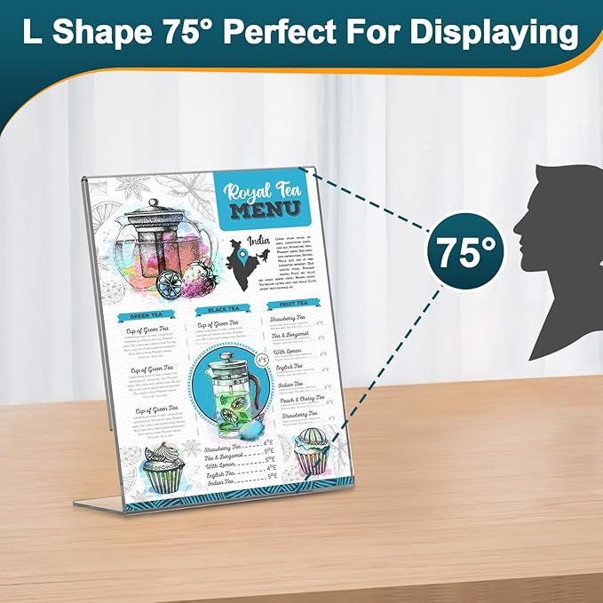 Acrylic Sign Holder 5x7 Inches, 16 Pack Clear Plastic Table Paper Display Stand - Image 4