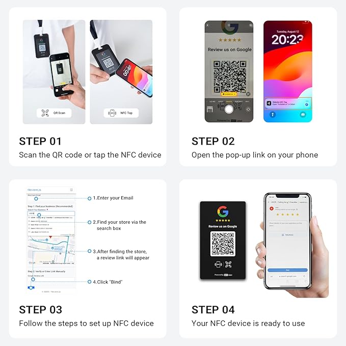 HotLabel Review Card 5-Pack + For Boosting Business Reviews + Black + NFC Tap & - Image 6