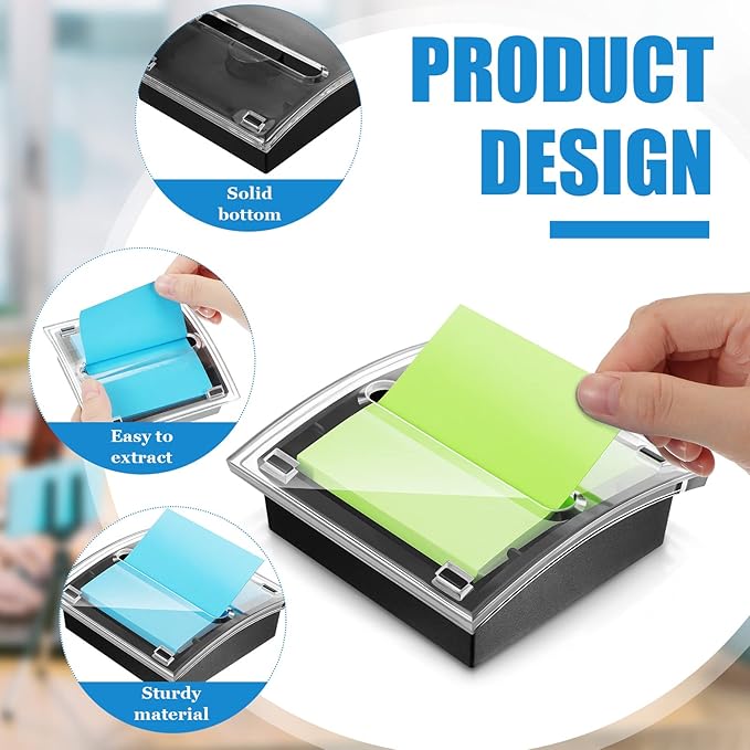 Meanplan 3 Pack Pop up Sticky Dispenser Note Holder Black Base - Image 5