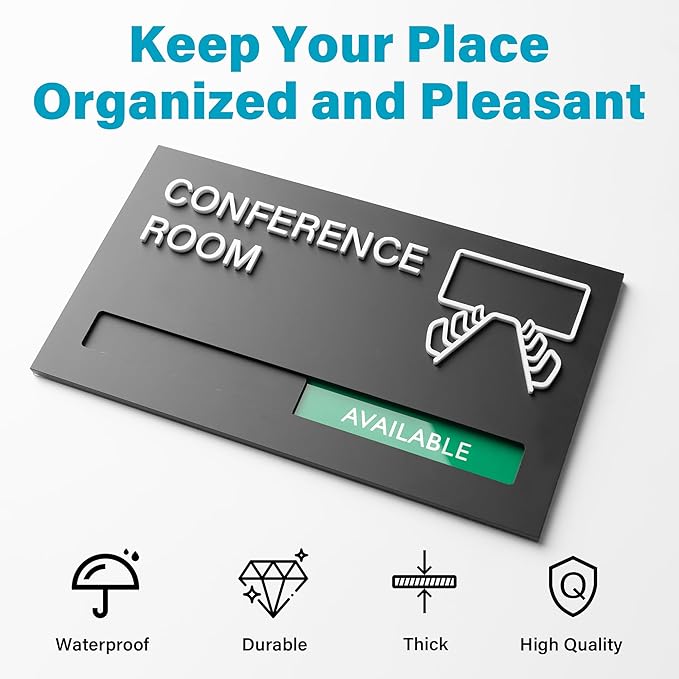 Office Door Signs for Conference Room, Meeting In Progress Door Sign, In Use - Image 2