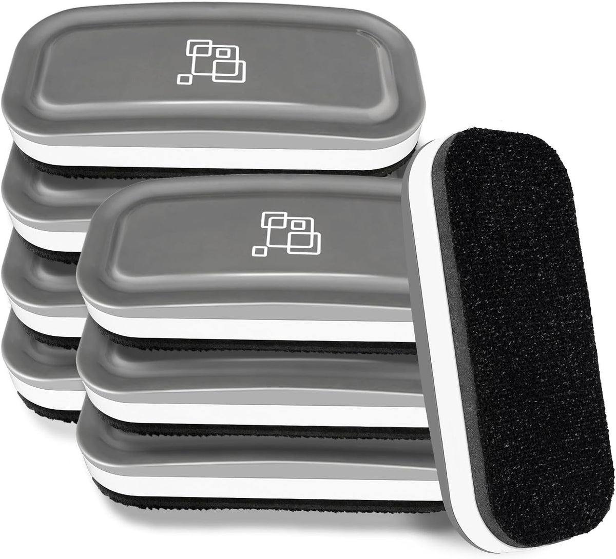 maxtek Magnetic Dry Erase Eraser, 8 Pack, Gray