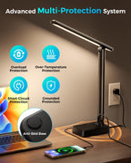 led desk lamp with power strip, 3 ac showing dimensions