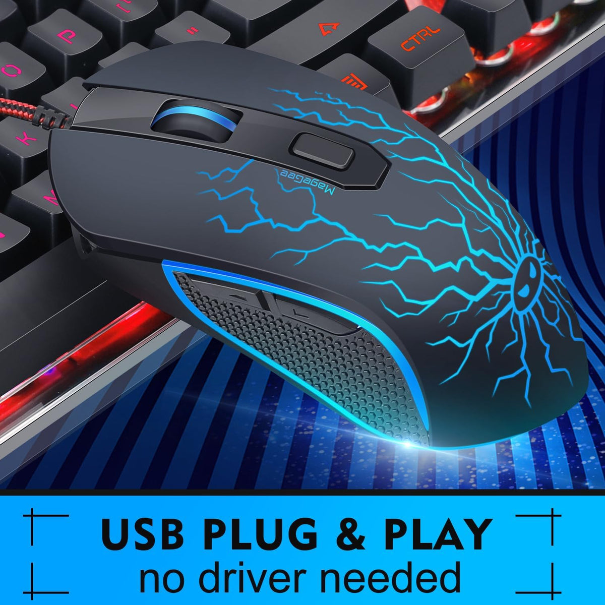 Gaming Keyboard and Mouse Combo, K1 RGB LED Backlit Wired Keyboard with 104 K...