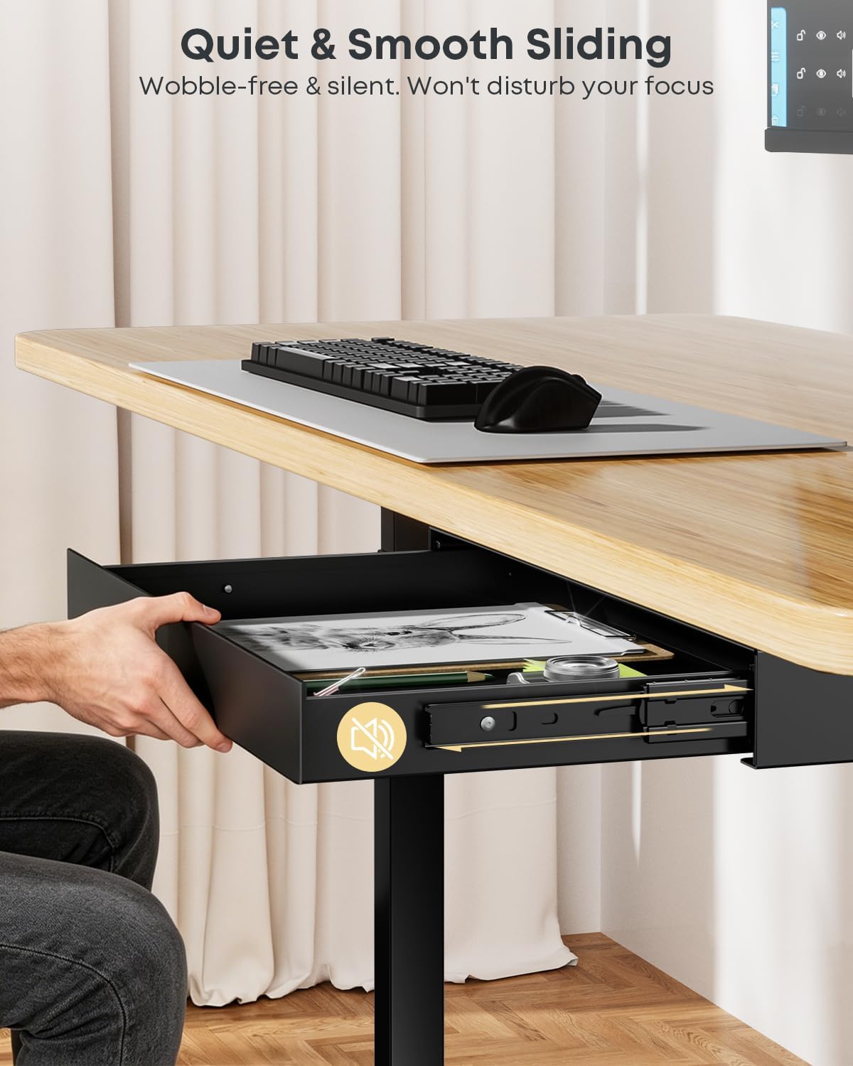 Under Desk Storage Drawer, 14.8" Wide Slide Out Under Desk Drawer