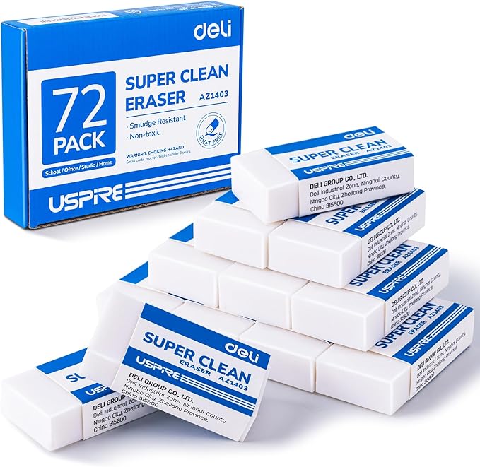 Deli Pencil Erasers, Pencil Eraser, 72 Pack, Erasers by delioffice