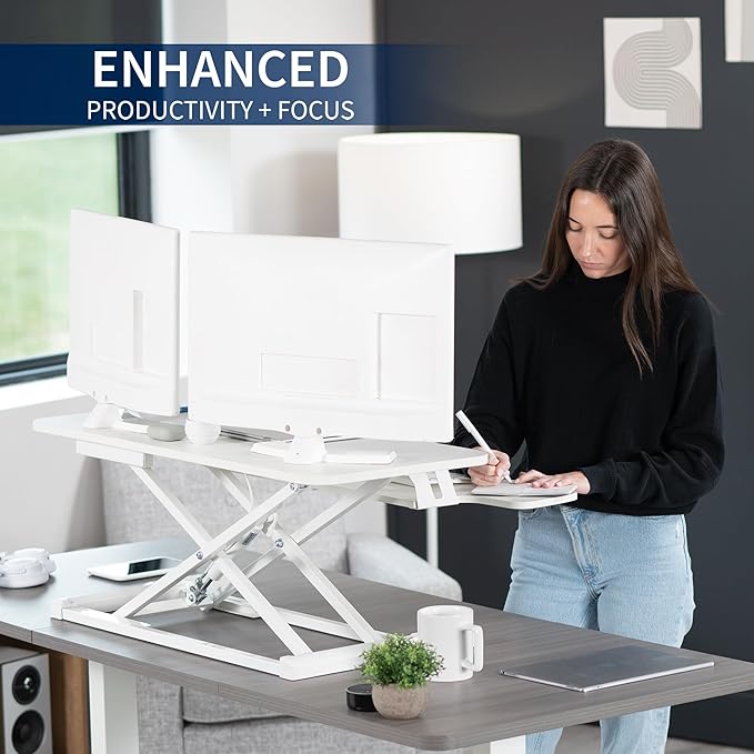 VIVO 36 inch Desk Converter, K Series, Height Adjustable Sit to Stand Riser - Image 4