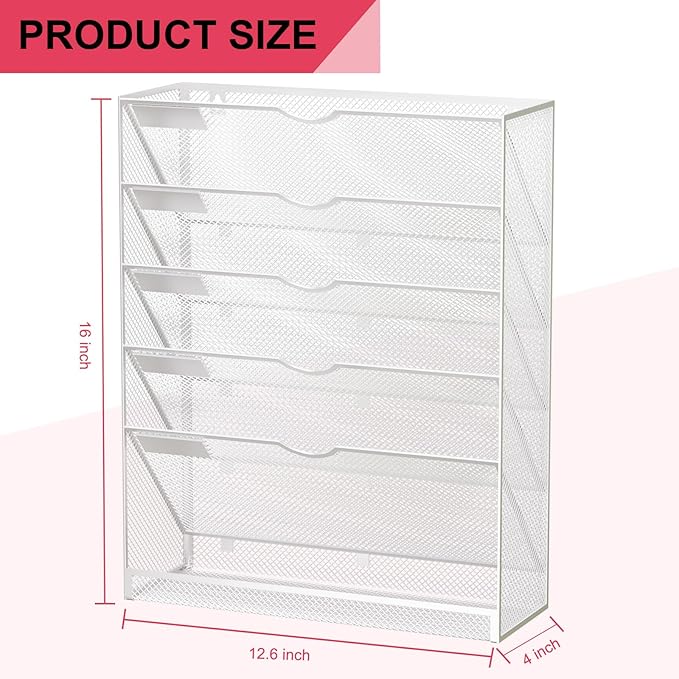 GDINDINFAN Hanging Wall File Organizer 6 Tier Wall Mounted File Holder Document - Image 3
