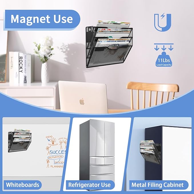 LQPAFZ 3-Tier Magnetic File Holder, No Drilling Installation File Cabinet - Image 6