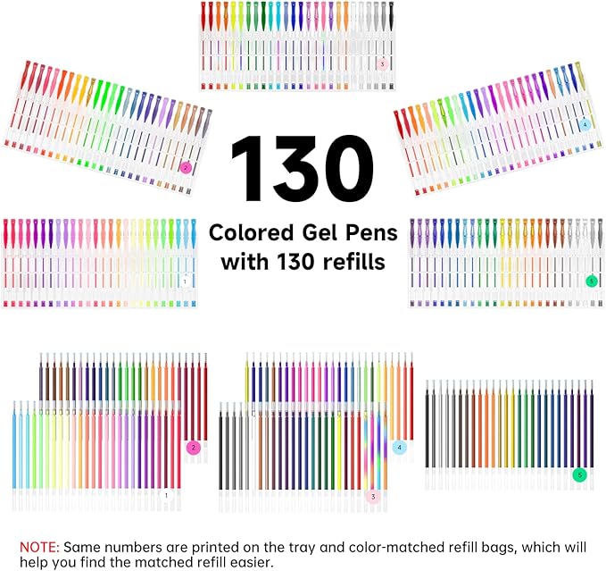 Shuttle Art 260 Pack Gel Pens Set, 130 Colors - Image 2