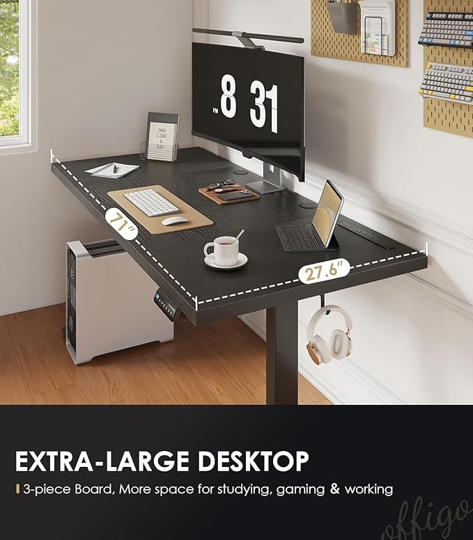 OffiGo 71 Inch Executive Electric Standing Desk, Height Adjustable Desk - Image 5