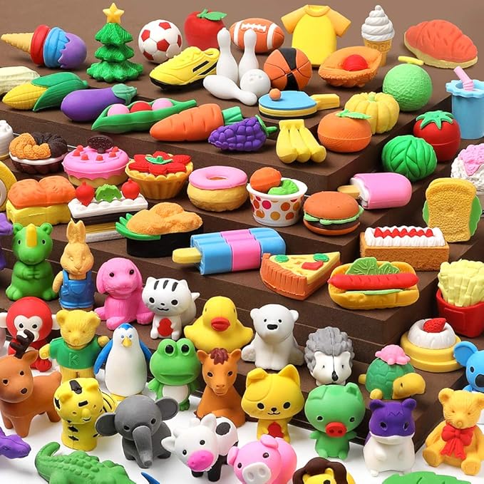 UMIKU 100 Pack Animal Pencil Erasers 3D Desk Pet by UMIKU