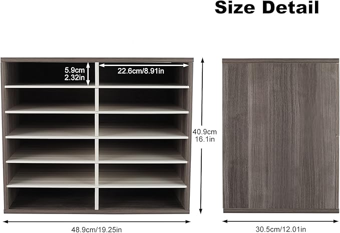 TQVAI Wood Literature Organizer, 12 Slots Hold 6000 Sheets A4 Papers, Wooden - Image 3
