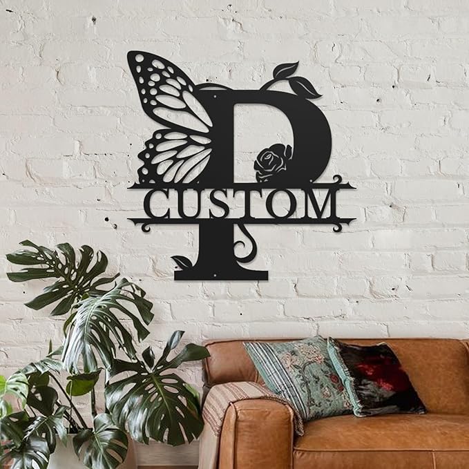 Personalized Custom Letter Name metal Signs, Custom Black Letter Monogram Wall - Image 3